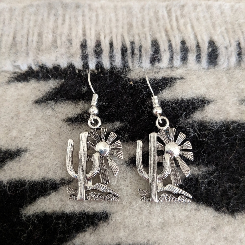 Saguaro Cactus and Sun Southwestern Earrings